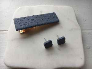 Blue Stud and Hair Clip Set